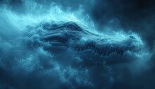 The Contours Of Crocodile Face In The Mist. Mist Texture. Paint Water Mix. Cloud Wave Abstract Art Background With Free Space.