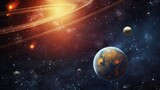 Fototapeta Młodzieżowe - Solar system on galaxy. Universe galaxy space planets. Generative AI.