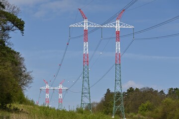 Wall Mural - Landscape with pylons for high voltage transmission line in the Czech Republic