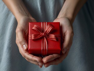 Wall Mural - woman hands holding a gift