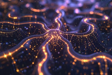 Poster - A picture showing an AI neural network, with a sense of technology