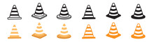 Doodle Traffic Cone Drawing Icon Sketch Black And Orange Under Construction