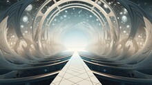 Background That Features A Bridge Or Portal Connecting Two Different Dimensions, With Contrasting Elements From Each Dimension Extending In Opposite Directions.