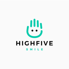 high five hand smile face logo vector icon illustration