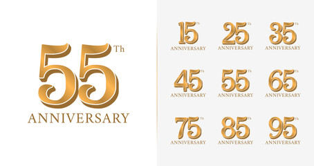 Wall Mural - Set of anniversary logo. Birthday number with gold color for celebrate, card invitation, and etc