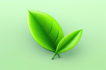 Wall Mural - Sustainable eco green leaf 3D render isolated on clean studio background