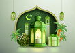 Realistic 3d Ramadhan Vector Illustration color islamic month