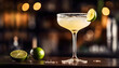 Margarita cocktail on bar counter. Generative AI