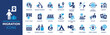© Icons-Studio - Migration icon set. Containing visa, passport, border, migrant, customs officer, country, immigration and more. Solid vector icons collection.