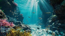 Dive Into The Depths Of A Super Realistic Underwater World, Where Perfect Lighting Reveals The Mysteries Of The Ocean's Beauty.