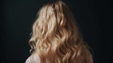 wavy blond hair back view