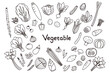シンプルな野菜の線画イラストセット