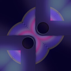 Fototapete - Abstract design of various shapes with a combination of purple, blue and yellow hues. 3d rendering digital illustration