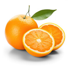 Wall Mural - Product photography of a orange and a orange slice, studio lighting, photorealism, on transparency background PNG