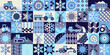 Winter pattern. A large set. Simple geometric shapes. Textile background of snow removal equipment, snowflakes, frost, cold, pies, winter berries and flowers.