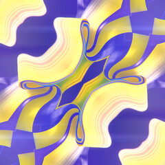 Aufkleber - Psychedelic symmetrical pattern with trendy colored wave gradient. 3d rendering digital illustration