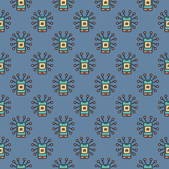 Poster - AI Smart Phone Device vector colored modern Seamless Pattern