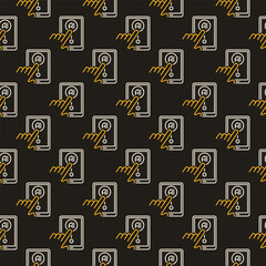 Poster - Hand touch Smart Phone with Artificial Intelligence vector AI Seamless Pattern in outline style