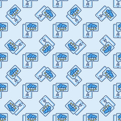 Poster - Smartphone with AI Cloud Speech Bubble vector Artificial Intelligence colored Seamless Pattern
