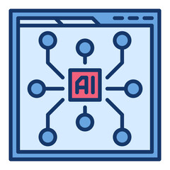 Poster - Browser with AI vector Artificial Intelligence Web site colored icon or design element