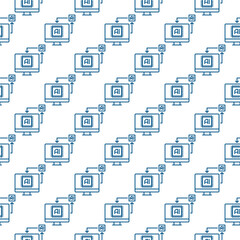 Poster - AI Computer Display vector AI Technology thin line seamless pattern