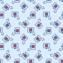 Poster - Ai Computer and Mouse Cursor vector Artificial Intelligence colored seamless pattern