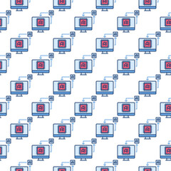 Poster - AI Technology on Computer Display vector colored seamless pattern