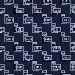 Poster - Artificial Intelligence Desktop Computer vector AI blue seamless pattern in thin line style
