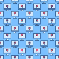 Poster - Artificial Intelligence on Computer Display vector AI technology colored seamless pattern