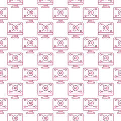 Poster - Artificial Intelligence Computer with AI technology vector seamless pattern in outline style