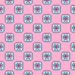 Poster - Computer Chip with AI Brain vector Artificial Intelligence Technology colored seamless pattern