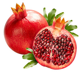 Wall Mural - red pomegranate isolated on white background, pomegranate on white background png file.