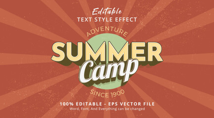 Poster - summer camp editable text effect 3d style