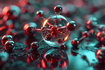 Poster - mixed media artwork featuring atom and molecule.