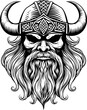 © Christos Georghiou - A Viking warrior or barbarian gladiator man mascot face looking strong wearing a helmet. In a retro vintage woodcut style.