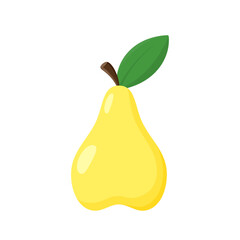 Wall Mural - Yellow pear flat illustration. Stylized vector fruitt on white background. Best for web, print, package, advertising, logo creating and branding design.