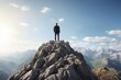 businessman on top of mountain, success concept