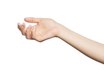 Woman's hand holding something. Transparent PNG