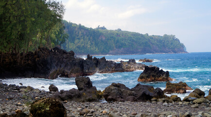 Poster - Laupahoehoe Point Beach Park, Old Mamalahoa Scenic Highway, Big Island, Hawaii, Estados Unidos