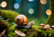 Close-up Shot Of A Clam Walking In The Forest