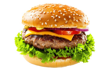 Wall Mural - A giant juicy burger, cut out - stock png.