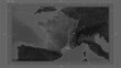 France composition. Grayscale elevation map