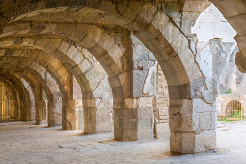 Wall Mural - Arch structure of North Stoa or Basilica at Roman Agora in ancient Smyrna. Izmir, Turkey