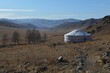 Mongolian Ger (yurt) on rural mountainside
