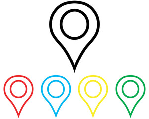 Fototapete - Location icon vector. Pin sign symbol in trendy flat style. Set elements in colored icons. Pointer vector icon illustration isolated on white background
