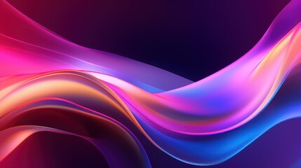 Poster - abstract purple waves on black background