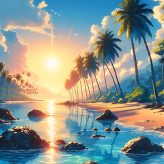 Wall Mural - sunset on the sea