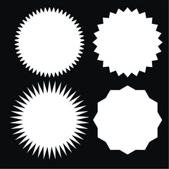 Wall Mural - Set of blankwhite star icons various shape isolated on black background. Vector illustration
