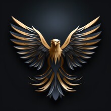 Logo Emblem Symbol Icon With Bird Eagle Hawk Falcon On Black Background