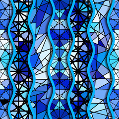 Aufkleber - Vector seamless blue tile mosaic pattern. Ceramic tiles background. Vector pattern
